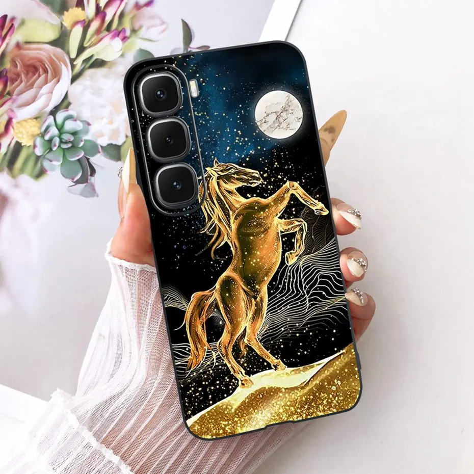 Enhanced Black Silicone Soft Phone Case with Cool Dragon, Wolf, and Tiger Design