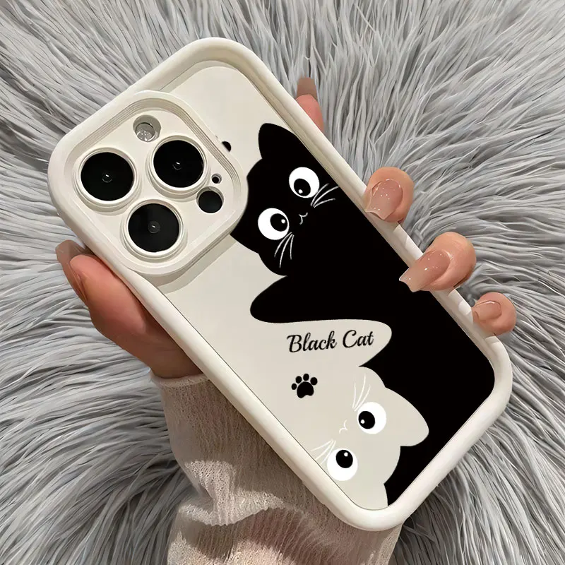 Shockproof Soft Silicone Phone Case with Cute Cartoon Cat Design