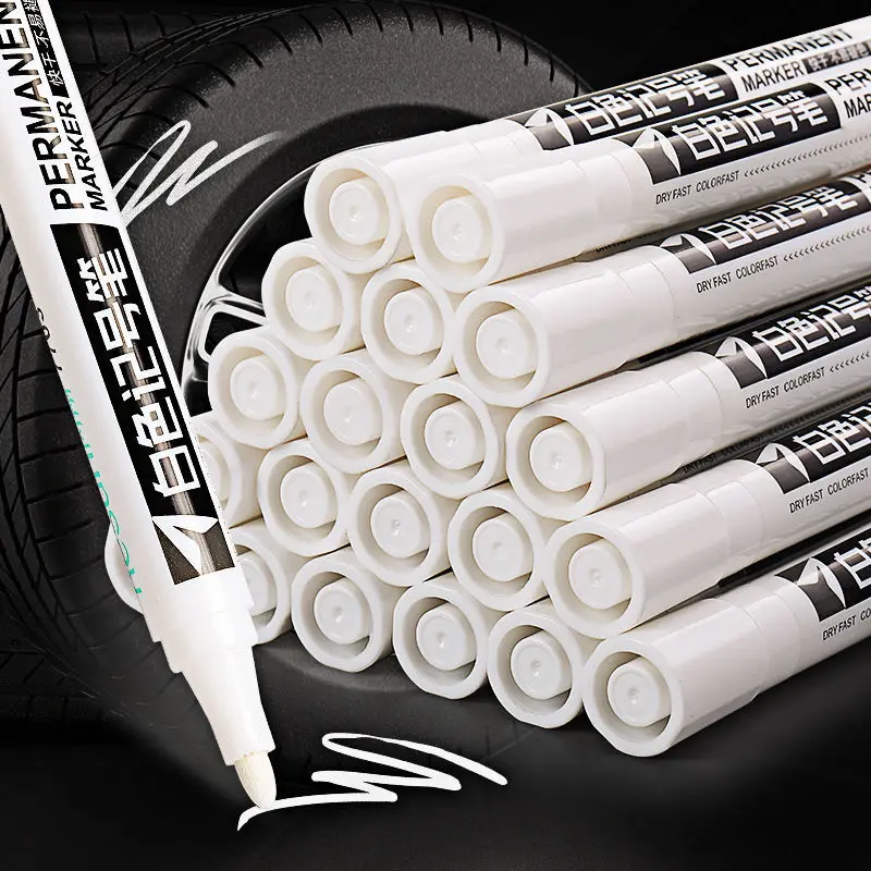 Waterproof Rubber Permanent Paint Marker Pen Car Tyre Tread Environmental Tire Painting Graffti White