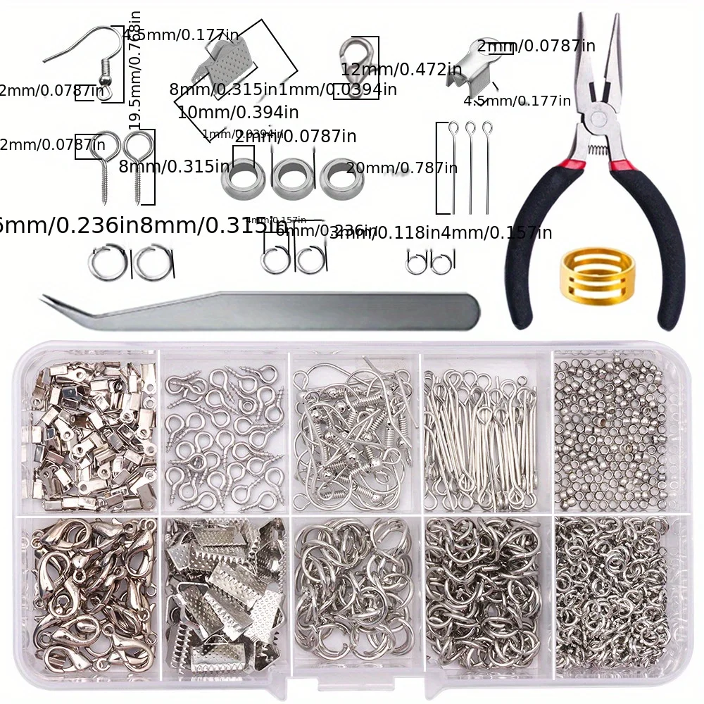

Alloy Accessories Jewelry Findings Set Earring Making Kit Open Jump Rings Earring Hook Jewelry Making Supplies Kit Repair Tools