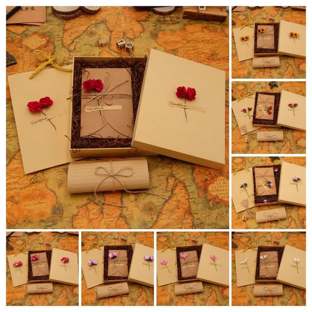 Letter Paper Envelope Set Romantic Vintage Style with Flowers Decoration Clear Line Smooth Writing Letter Envelopes