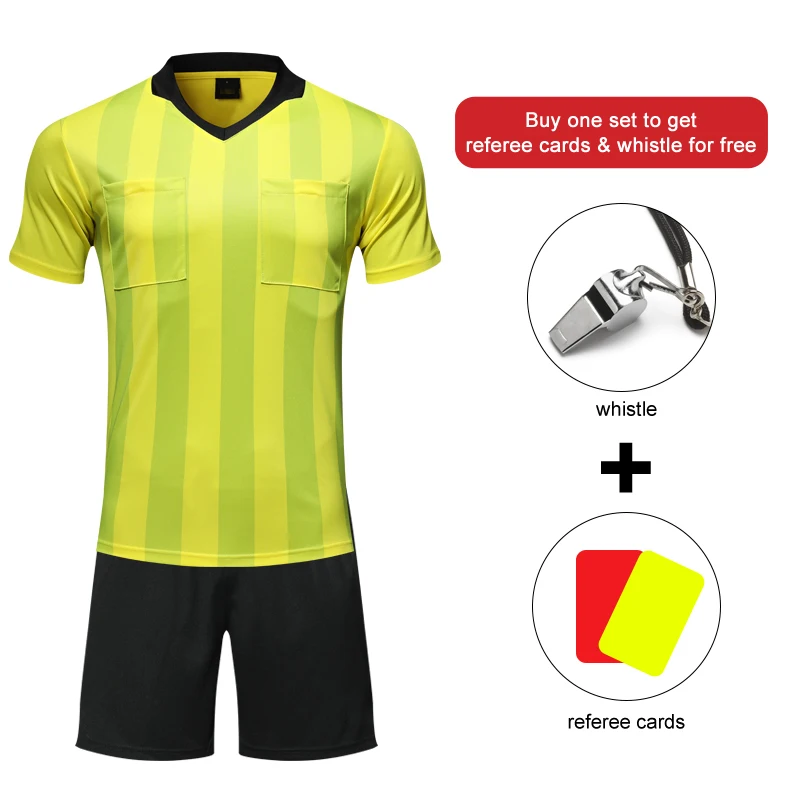 Mens Football Referee Uniform Shirt Sets Multiple Color Optional Judge Breathable Soccer Referee Jersey football uniforms
