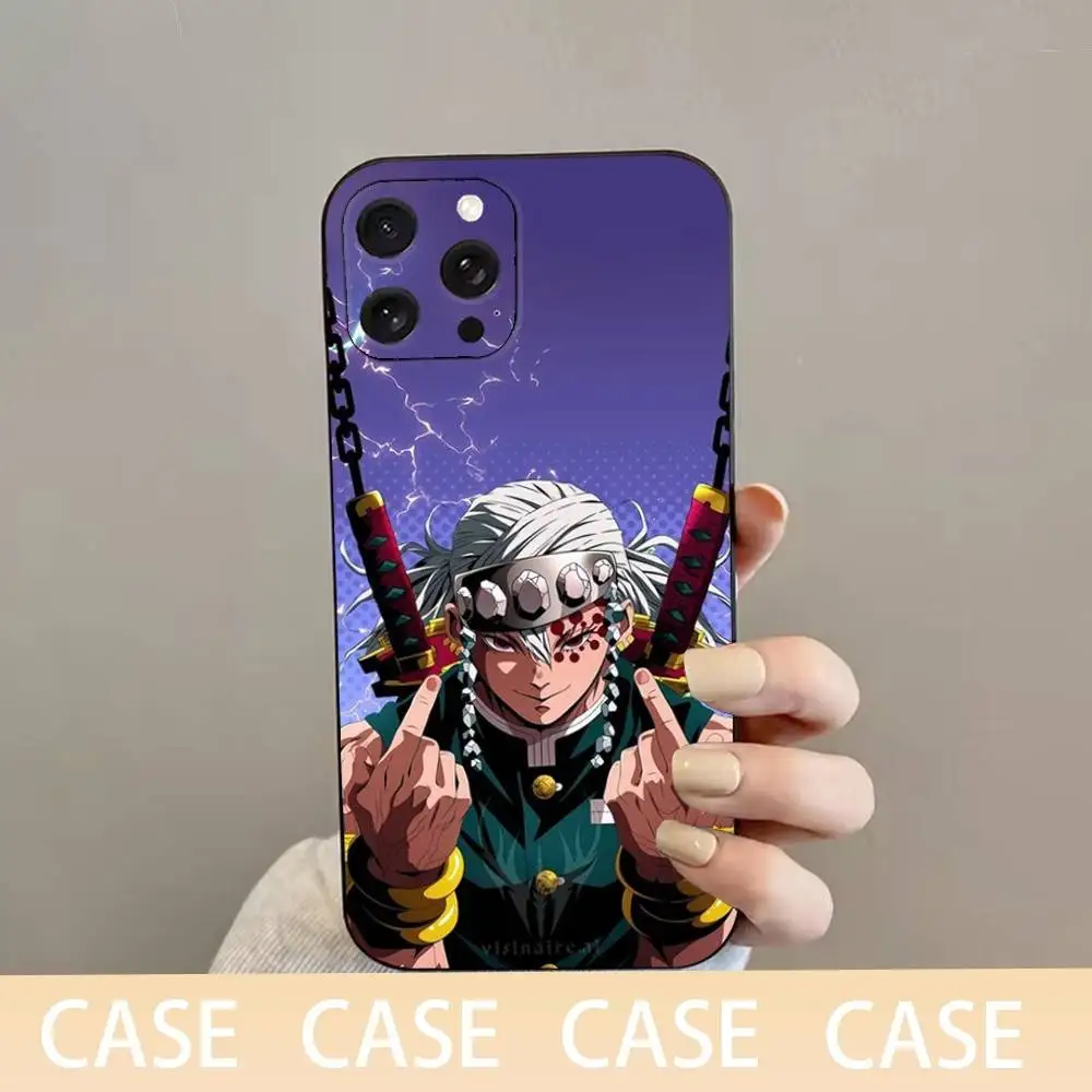 애니메이션 텐겐 우즈이 아이폰 16,15,14,13,12,11 플러스, 프로 맥스, XS, X, XR, SE, 미니, 8,7용 소프트 실리콘 블랙 폰 케이스