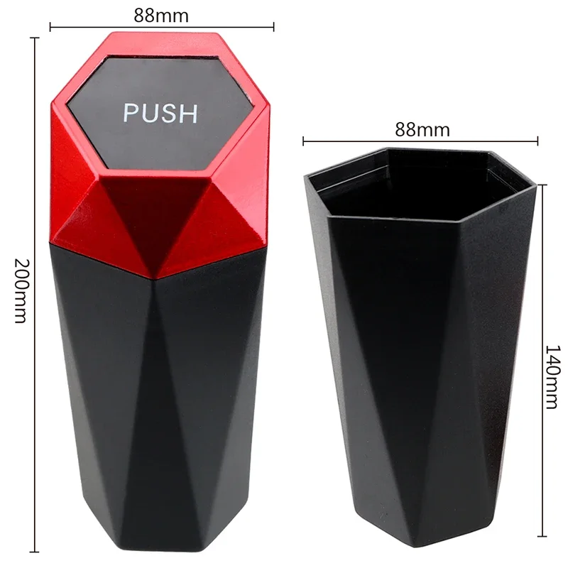 Mini Car Trash Can Portable Dustbin with Lid Leak-proof Auto Trash Bin for Automotive Home Bedroom Office Garbage Storage Box