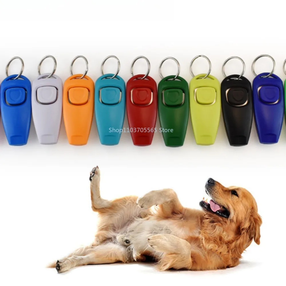 2 In 1 Pet Dog Clicker Dog Training Whistle Clicker Trainer Puppy Stop Barking Training Aid Tool Key Ring Pet Supplies