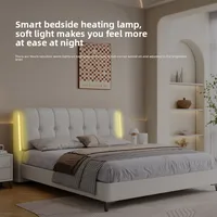 Lit blanc crème moderne minimaliste chambre principale cadre de lit lumière luxe bases confortables e armações de cama meubles d'intérieur 4