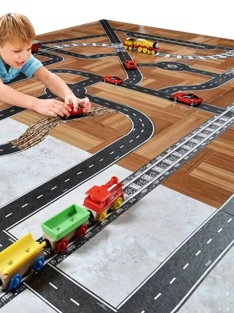 1 stücke Autobahn Eisenbahn Zug Track Kurve Design Aufkleber Washi Tape DIY Kreative Verkehrs Klebrige Masking Tape Papier Spielzeug auto Kind Spiel – Detail 2