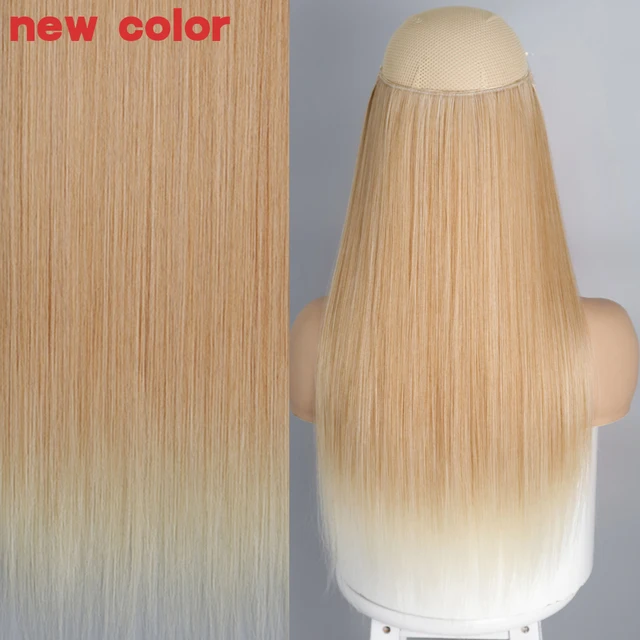 Synthetic No Clip Invisible Wire Hair Extensions Straight Natural Black Blonde One Piece False Hairpiece Halo Hair Extension Z-27t613