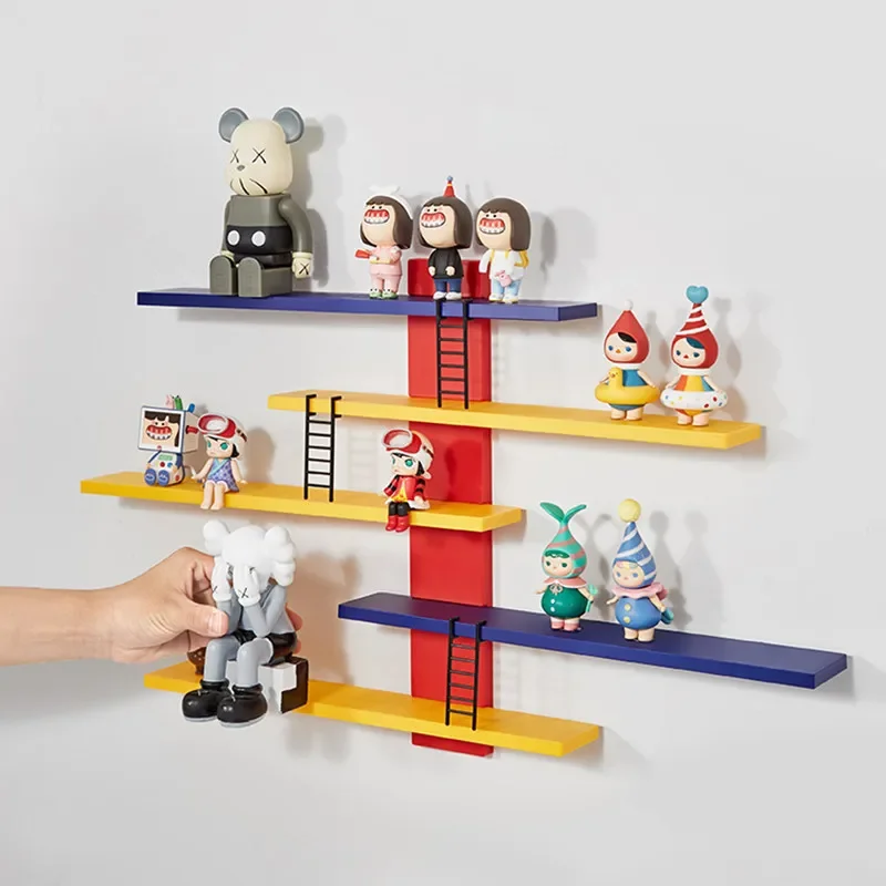 

Figure Toy Display Stand Living Room Floating Shelves Display Ledge Wall Mounted Storage Shelf Blind Box Toy Ladder Display Rack