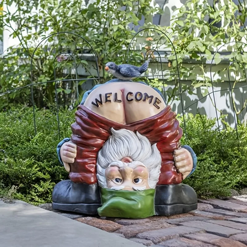 1 Fun Welcome Gnome with Birds on Their Buttocks Perfect Garden Decoration and Rude Gnome Gift To Fairy Garden