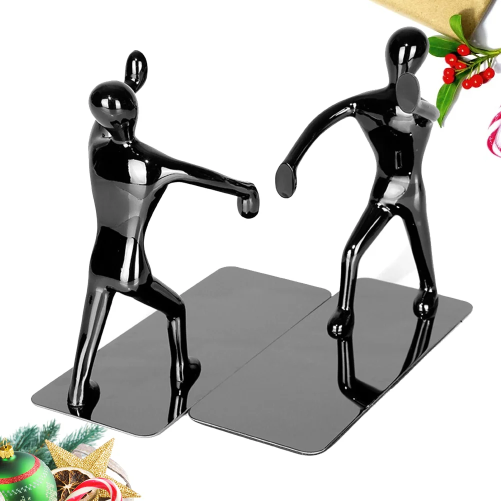 1 Pair Stainless Steel Bookends Cartoon Human Shape Desktop Book Storage Rack Creative Book Organizer for Home kedi figured metal bookends convenient multifunctional book holder funny creative pvc book marks 3d bookmarks cartoon