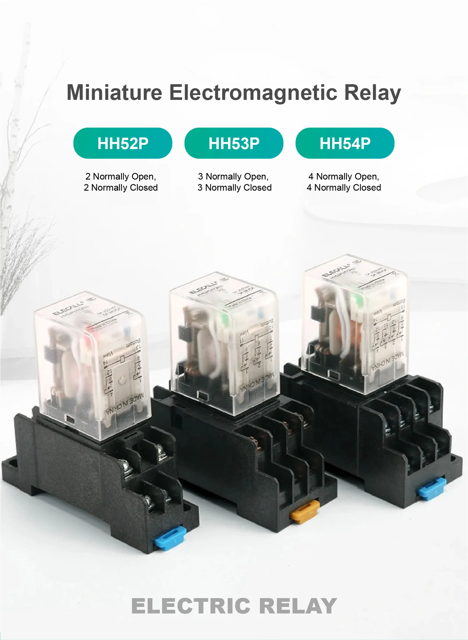 HH52P HH53P HH54P Electromagnetic Relay 12V 24V DC 110V 220V AC Plug-in Power Re