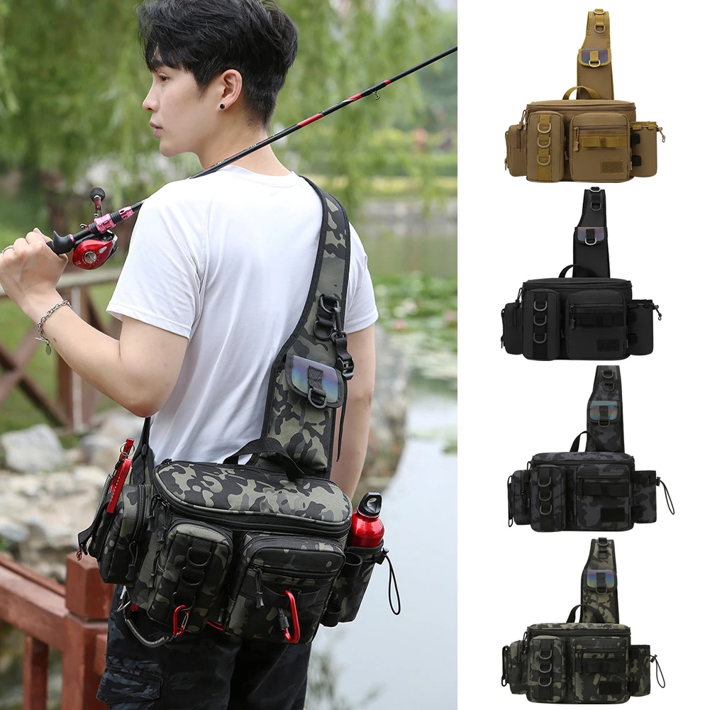 Men Fishing Tackle Bag Single Shoulder Waist Pack Fish Lure Gear Utility  Storage