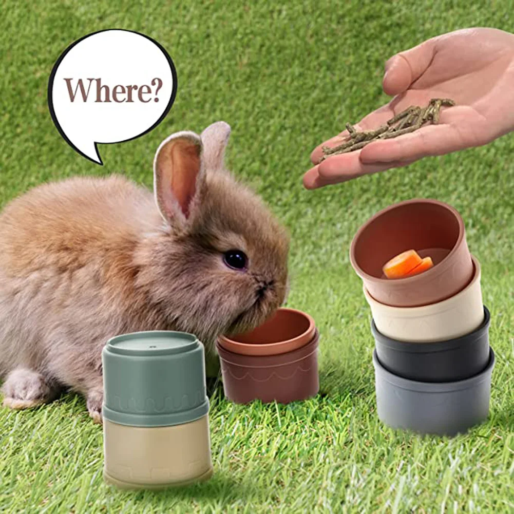 Stacking Cups Toy For Rabbits Multi-colored Reusable Small Animals Puzzle Toys for Hiding Food Playing Dropship images - 6