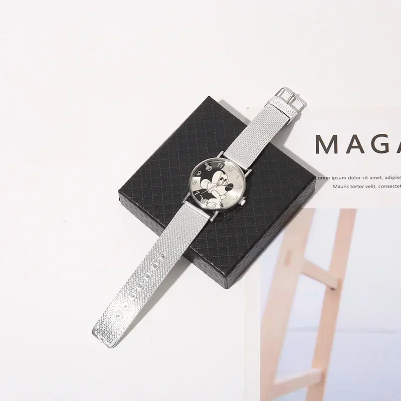 Hot Mickey Mouse Brand Women Watch Stylish Stainless Steel Mesh Casual Quartz Watches Girl Gift Relogio Masculino Men Wristwatch 4