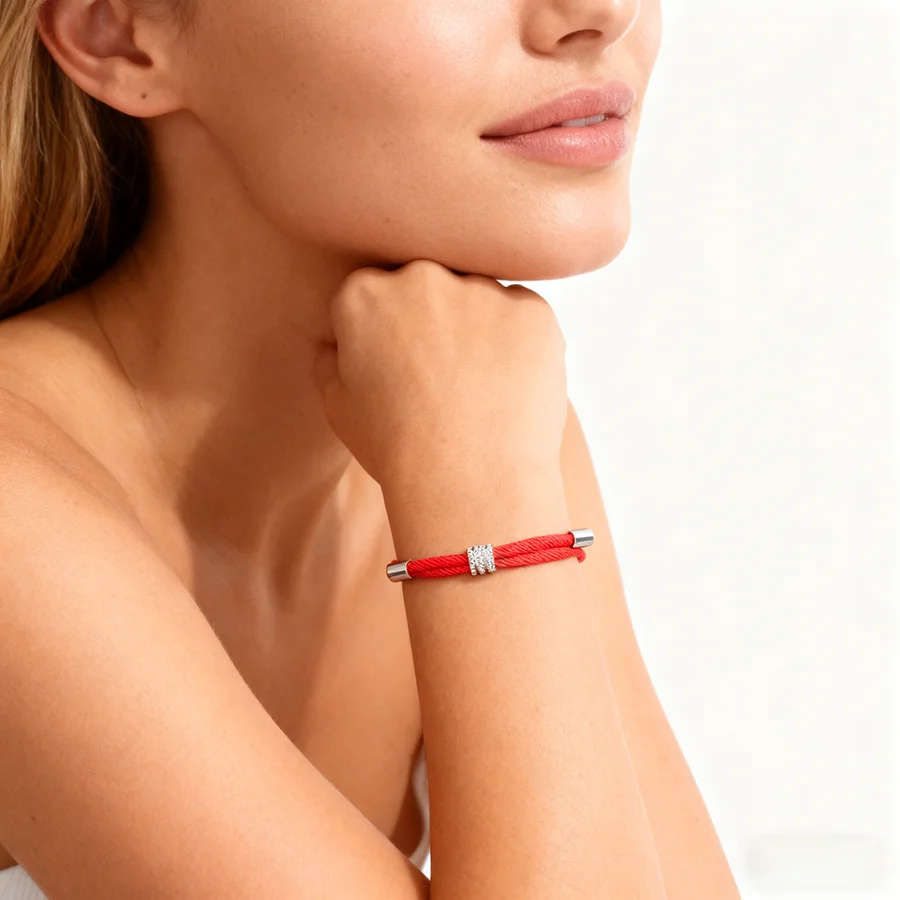 Stainless Steel Red Thread Bracelet for Men and Women
