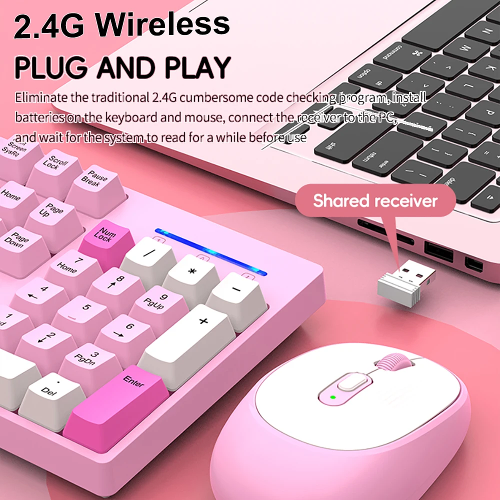 2.4G Wireless Keyboard and Mouse Set Gaming Wireless Keyboard Mouse Combo Wireless Mouse for Laptop Desktop PC Accessories