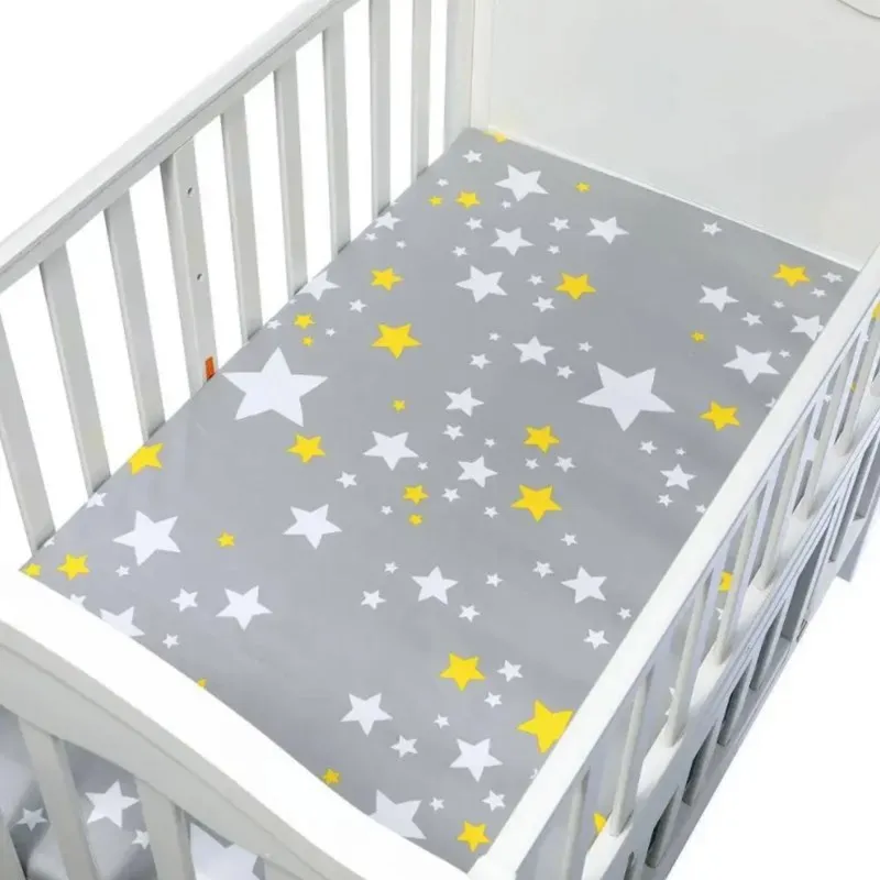 130*70 cm Lenzuola per culla Morbide coprimaterassi per lettino Stampa Set biancheria da letto per neonato Mini lenzuola per lettino per bambini in cotone - immagine 6