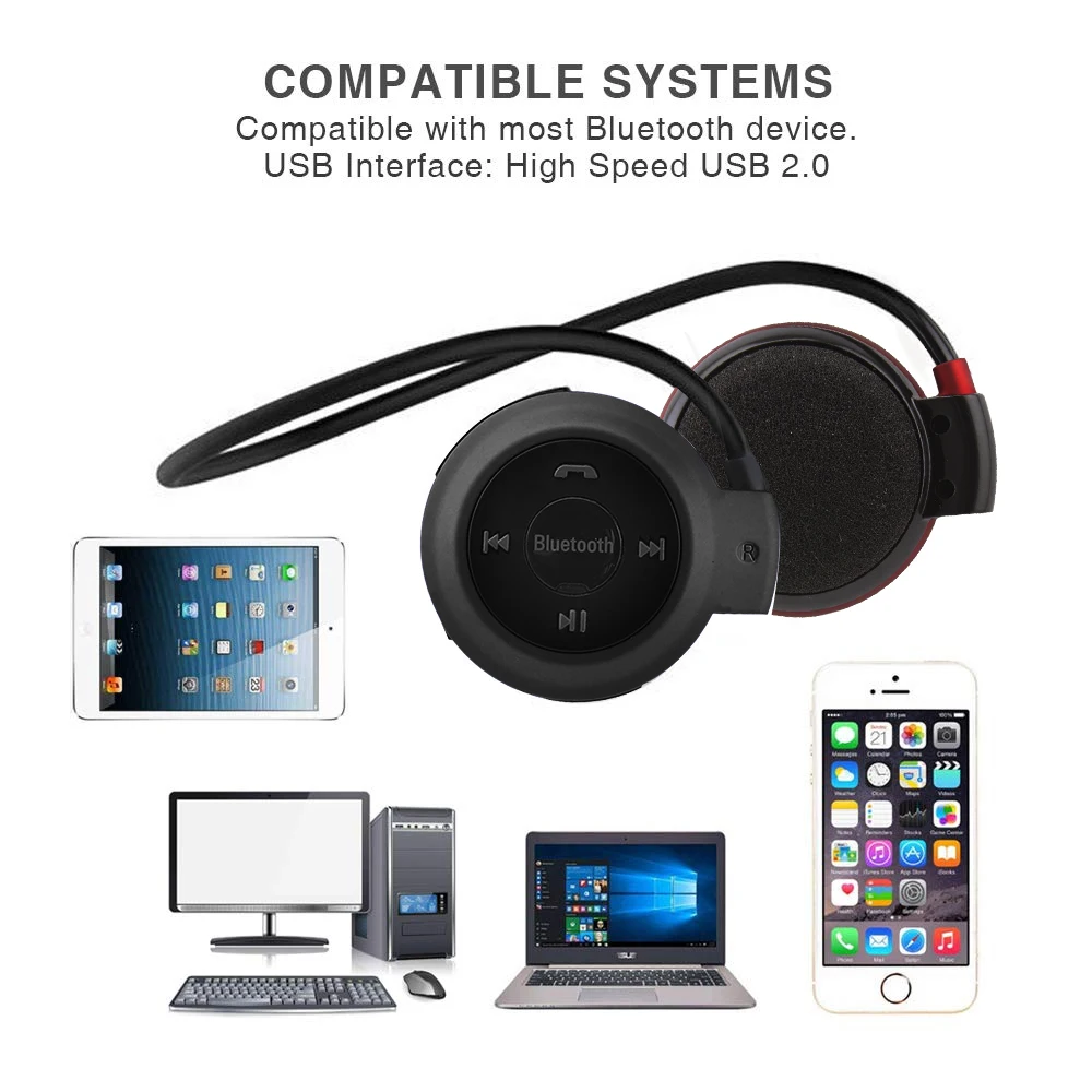 

Portable Sport Bluetooth Headphones With Microphone Foldable Earphones Wireless Running Headsets Support TF Card MP3 Player FM