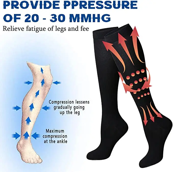 Compression Copper Socks Anti Fatigue Calf High Below Knee Foot Pain Relief Lot 