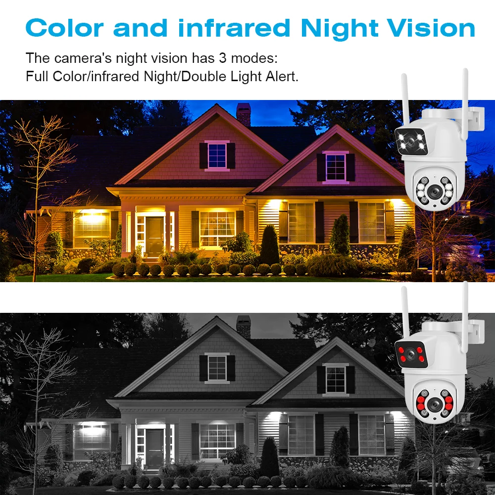 4K 8MP Outdoor PTZ Wifi Camera Dual Lens Dual Screens with AI Human Detection Wireless CCTV Security IP Camera Eoolii 3