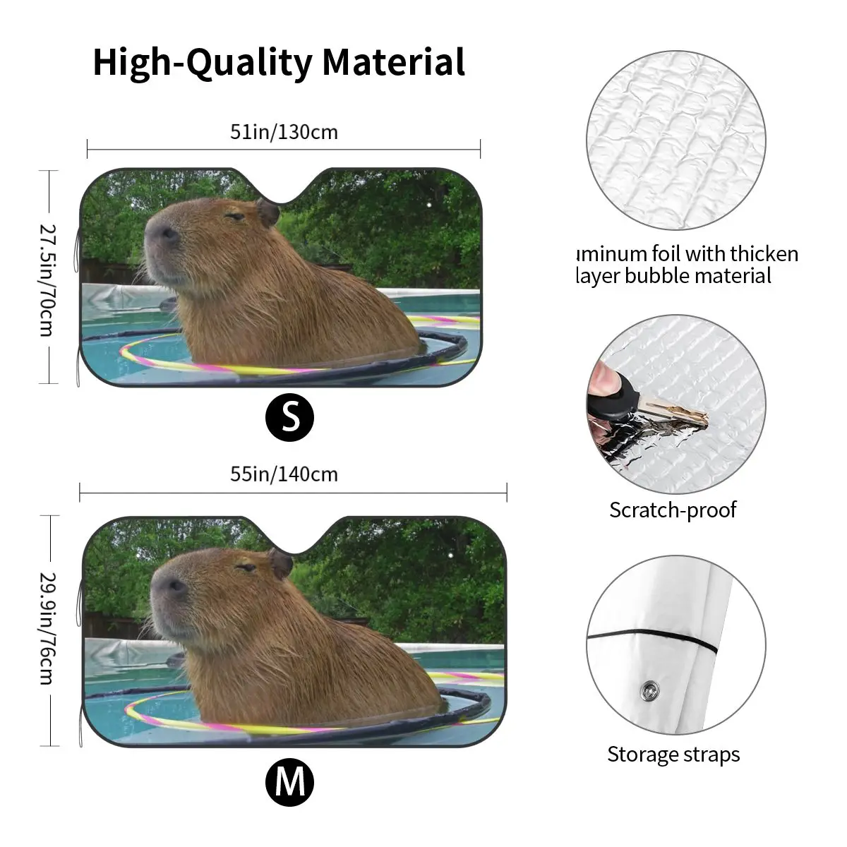 Capybara Animal Windshield Sunshade Kawaii Meme Cover Front Block Window Car Window Windscreen Cover Ice Shield Dust Protection