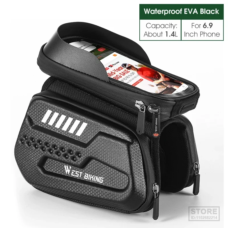 

WEST BIKING High-quality Bicycle Bag Waterproof 6.5 inch Touch Screen Phone Bag Case MTB Road Bike Cycling Top Tube Frame Bag