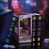 DIY Book Nook Wooden Miniature Model Kit Mechanical Celebration Bookend Assembled 3D Puzzle Bookshelf Home Decor Adults Gifts 5