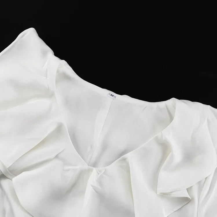 Ruffled Elegant For Women Long Dress Fashion V-Neck Patchwork Long Sleeve Slim Party Dress Gown White Spring Maxi Dress