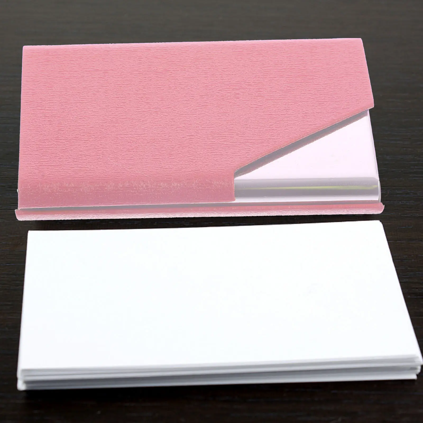 프리미엄 스테인레스 스틸 PU 명함 케이스 슬림 휴대용 카드 정리함 남녀 방문 카드 홀더 사무실 책상용