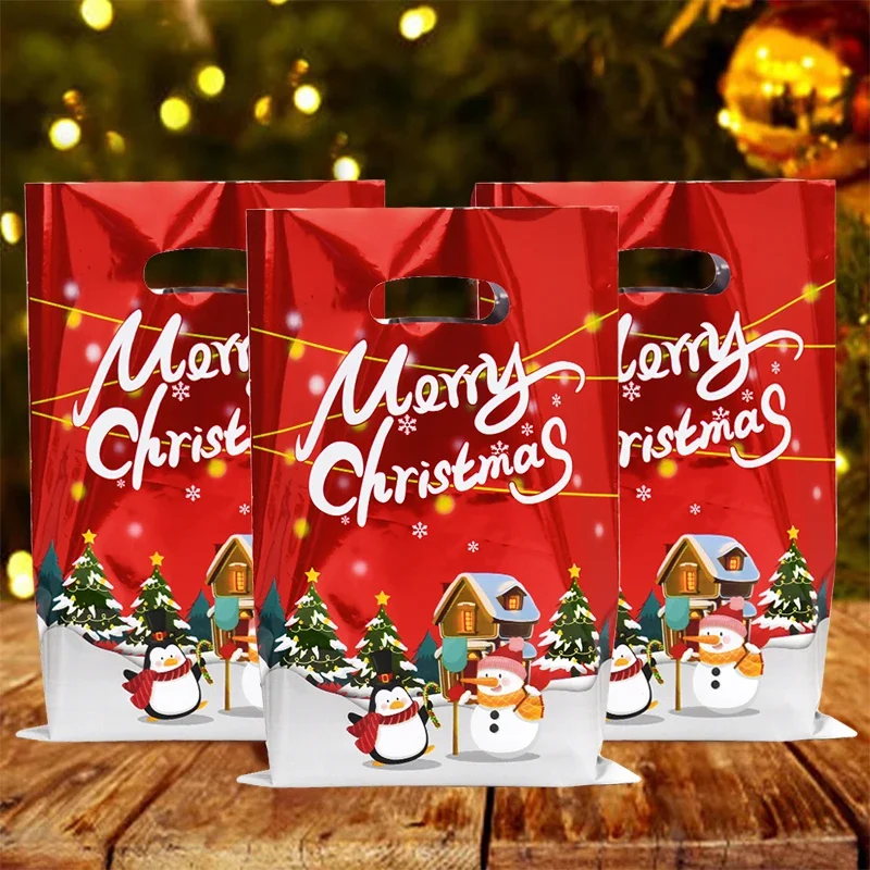 10/30pcs Christmas Gift Bag Cartoon Plastic Candy Cookie Packaging Navidad Decoration for Family Kid New Year Gift gift bags christmas gift bags christmas candy packaging