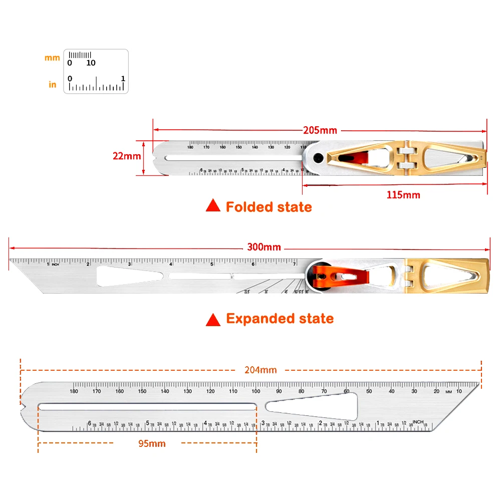Angle Locator Woodworking Scriber Ruler Multi-Angle Scribing Tool Dovetail Gauge Carpentry square 8:1/6:1 Dovetail Tenon Gauge