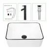 Rectangle Ceramic Vessel Sink White 16''x12'' Above Counter Small Porcelain Black Body Combo 6