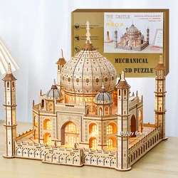 Illuminated 3D Wooden Puzzle Royal Castle & Taj Mahal - DIY Model Kits Desk Decoration (With USB Light)