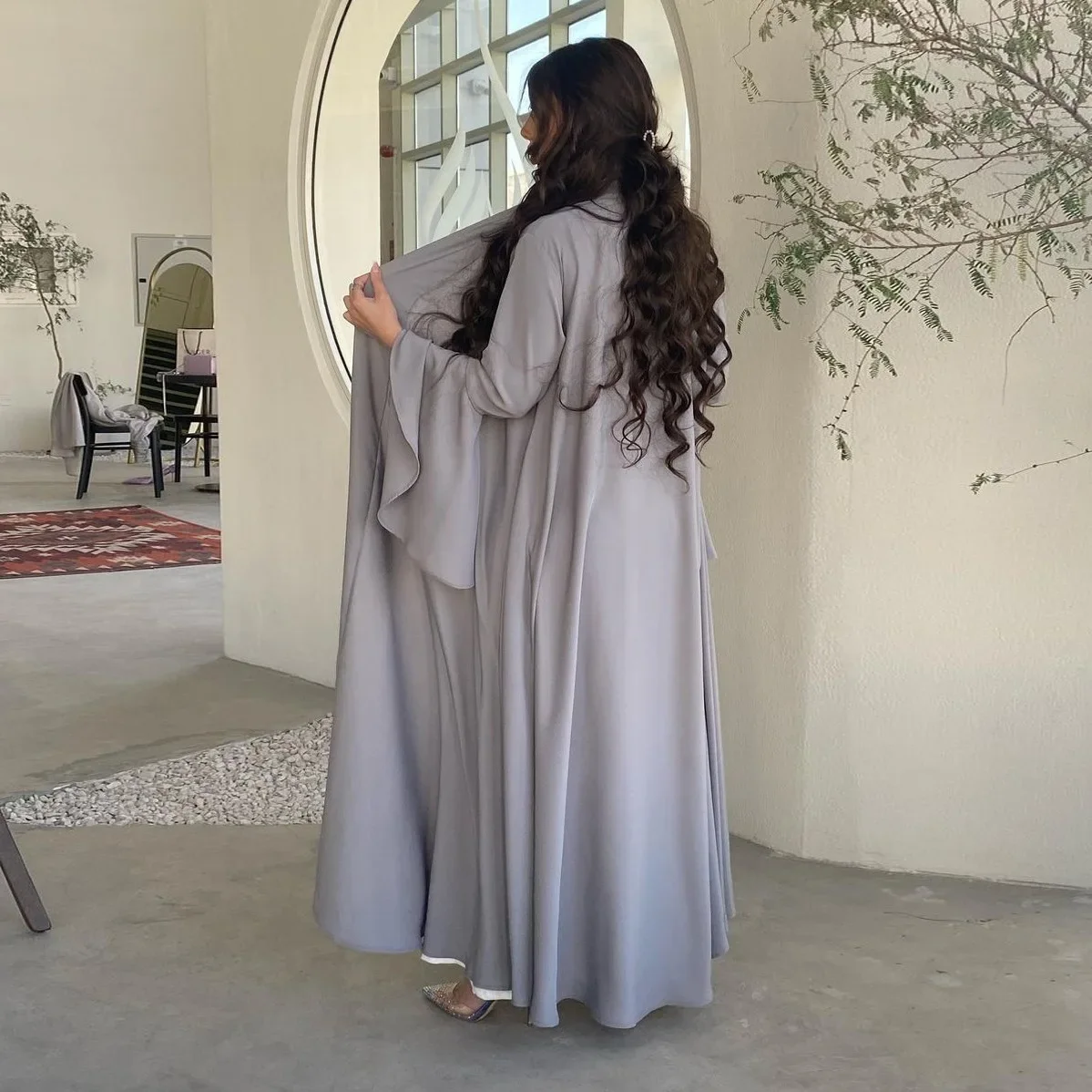 Summer Open Abaya Kimono Femme Musulmane Turkey Muslim Long Dress Ruffle Sleeve Plain Abayas for Women Dubai Islam Modest Outfit