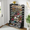 Tribesigns 10 Tier Shoe Rack Organizer with 4 Bins Drawers for Closet Entryway, 32 Pairs Vertical Shoe Racks Tall Shoe Shelf 2