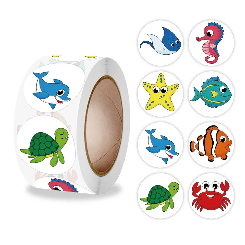

500pcs/1Lot Kids Cute Sea Animals Sticker Encouragement Stickers For Teachers Reward Student Stickers Decorate Stationery Lable