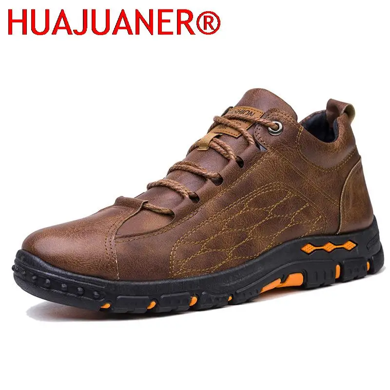 

2023 Autumn Winter New Fleece Casual Leather Shoes Men's Trend Keep Warm Sports Cotton Shoes British Style Retro Shoes for Men