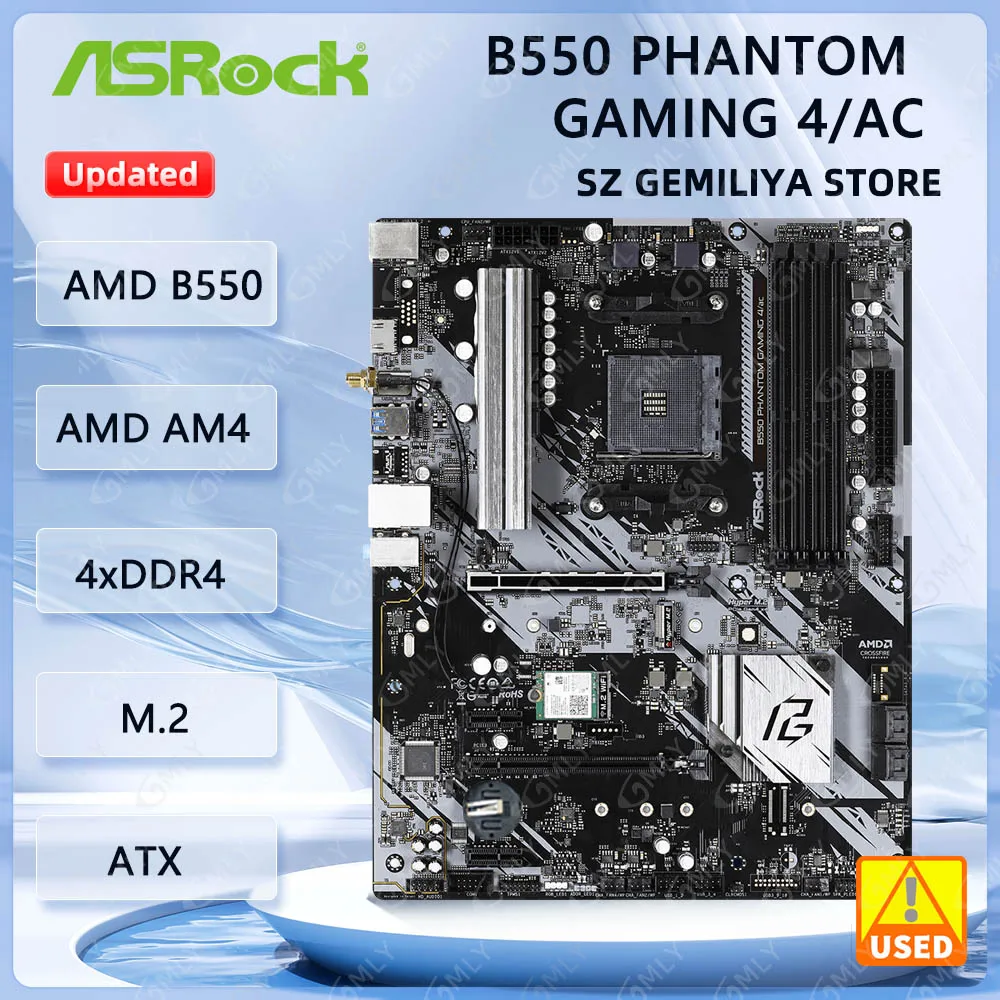 ASRock B550 PHANTOM GAMING 4/ac Motherboard AMD B550 Socket AM4
