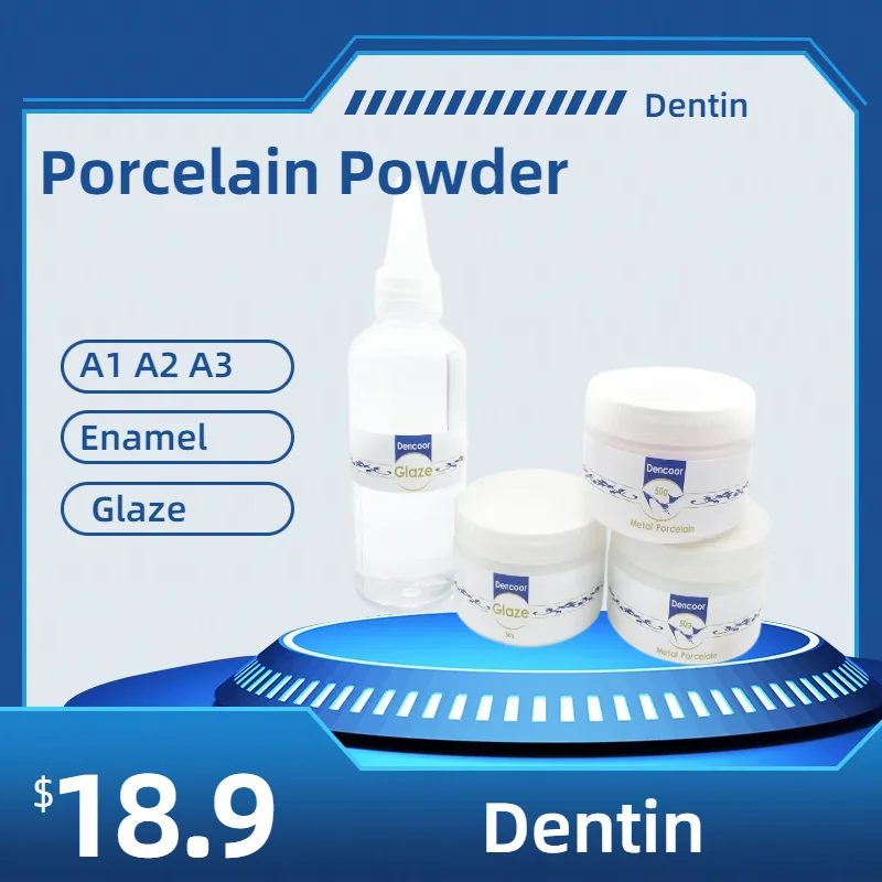 Polvo de porcelana para glaseado de dientes dentales, líquido de esmalte de 100ml, uso en técnico de laboratorio Dental, 50g, 1 botella