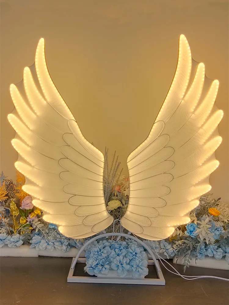 Upscale Wedding Decoration Arch Luminous Angel Wings Design Stand For Party Road Cited Stage Site Layout Ornament