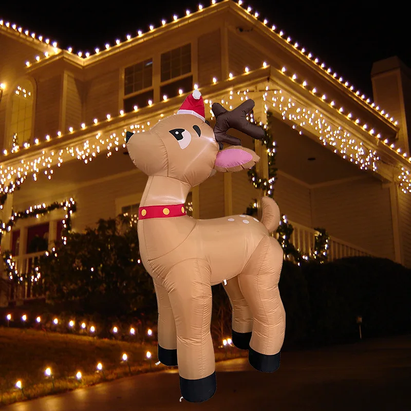 

7FT Inflatable Reindeer Christmas Outdoor Decoration LED Lights Elk Inflatable Toy Xmas Decor for Home Garden New Year Ornament