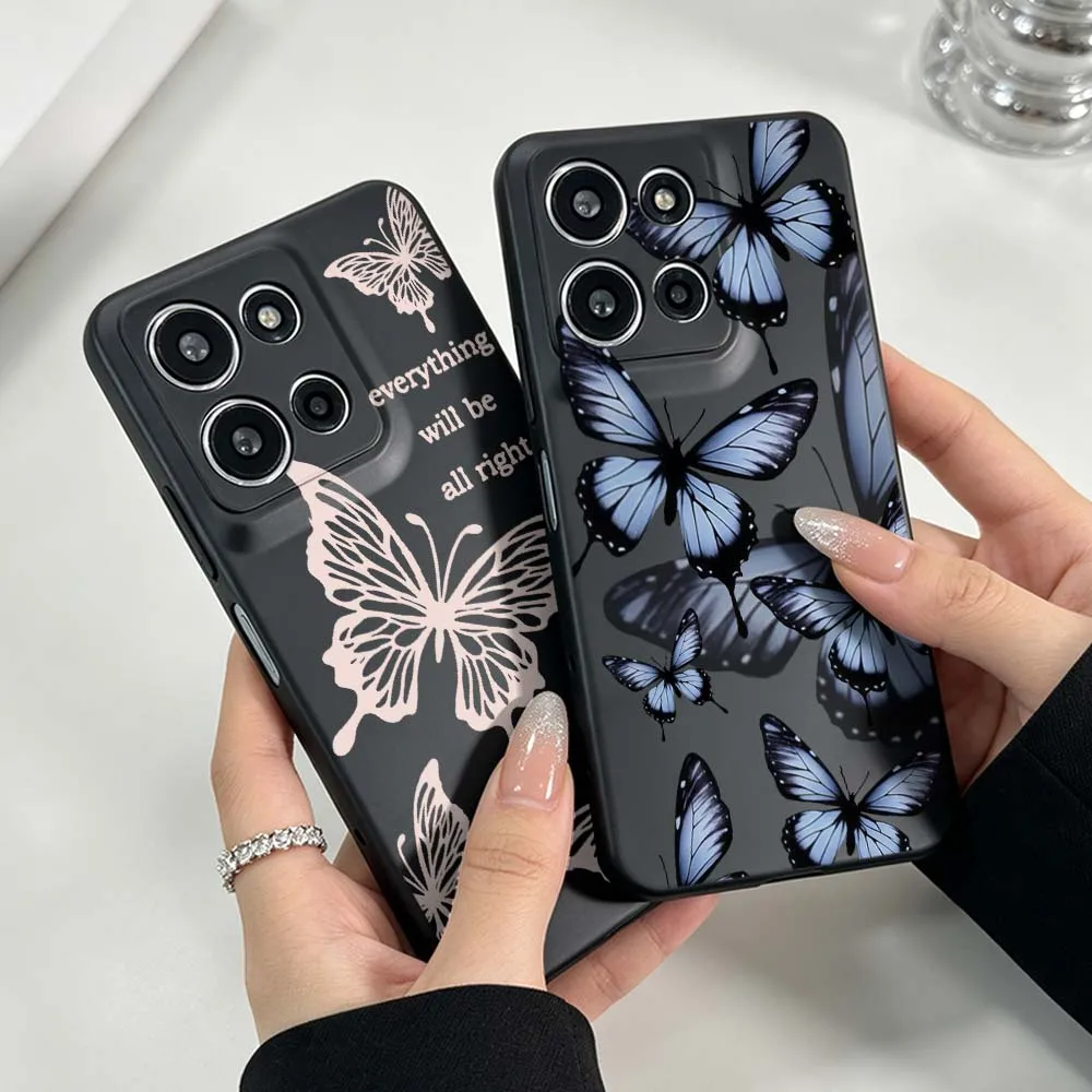 Artistic Butterfly Pattern Black Soft Phone Case