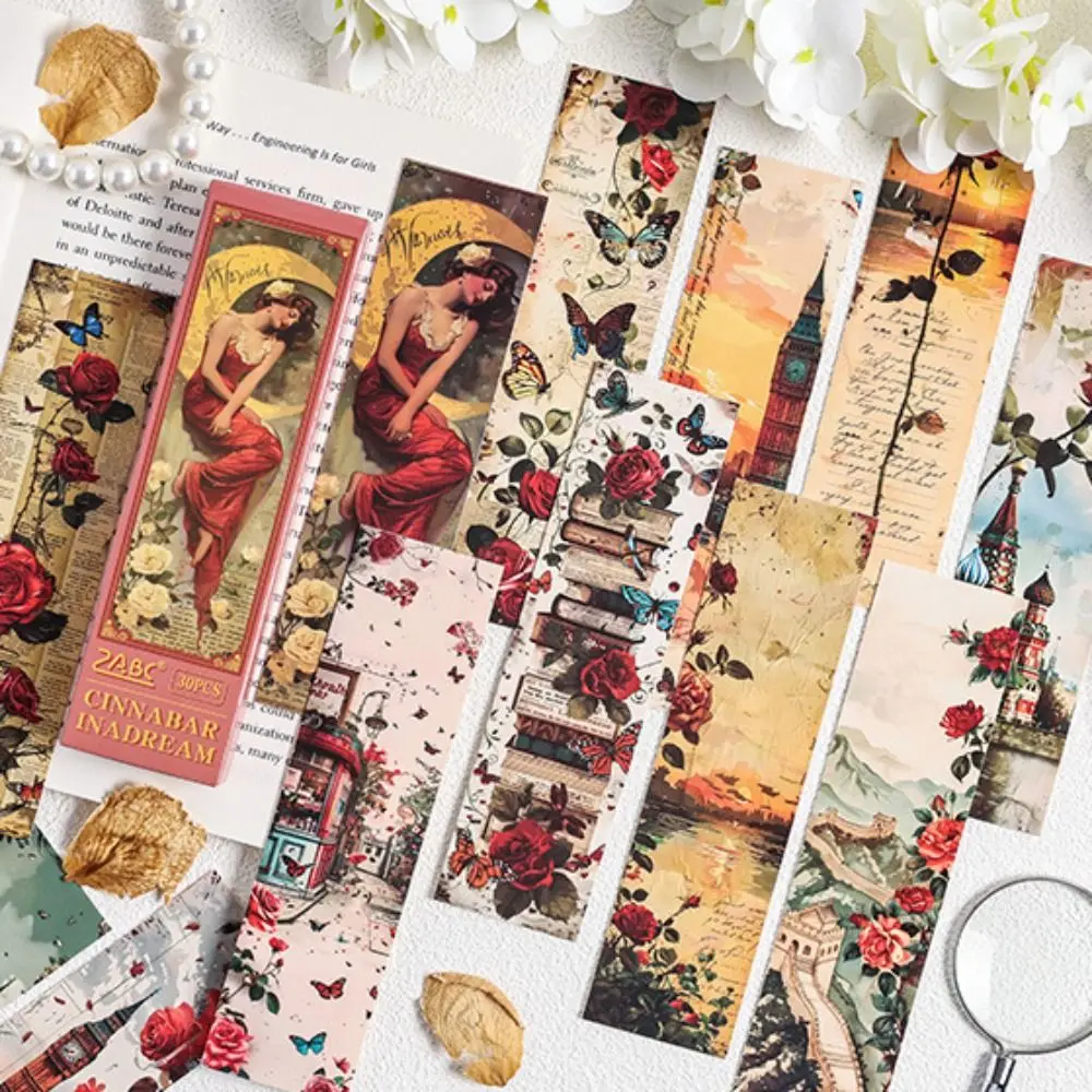 

30 Sheets/pack White Card Paper Romantic Garden Bookmark Book Markers Scrapbooking Girls and Florals Bookmarks Ins Style