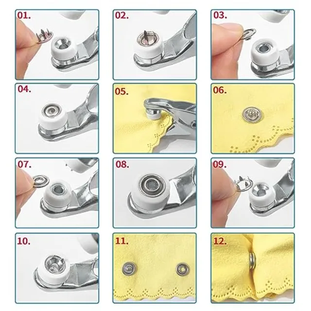 100 Sets Metal Snaps Buttons with Fastener Pliers Press Tool Kit Perfect for DIY Crafts Clothes Hats and Sewing, Snap Button Fa