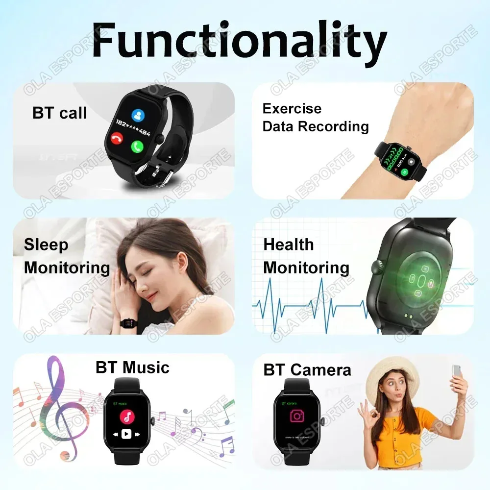 2026 New Men's Smart Watch Women's Gift 2.01inch HD Full Touch Screen Sports Fitness Watch Electronics Bluetooth Talk Smartwatch 2