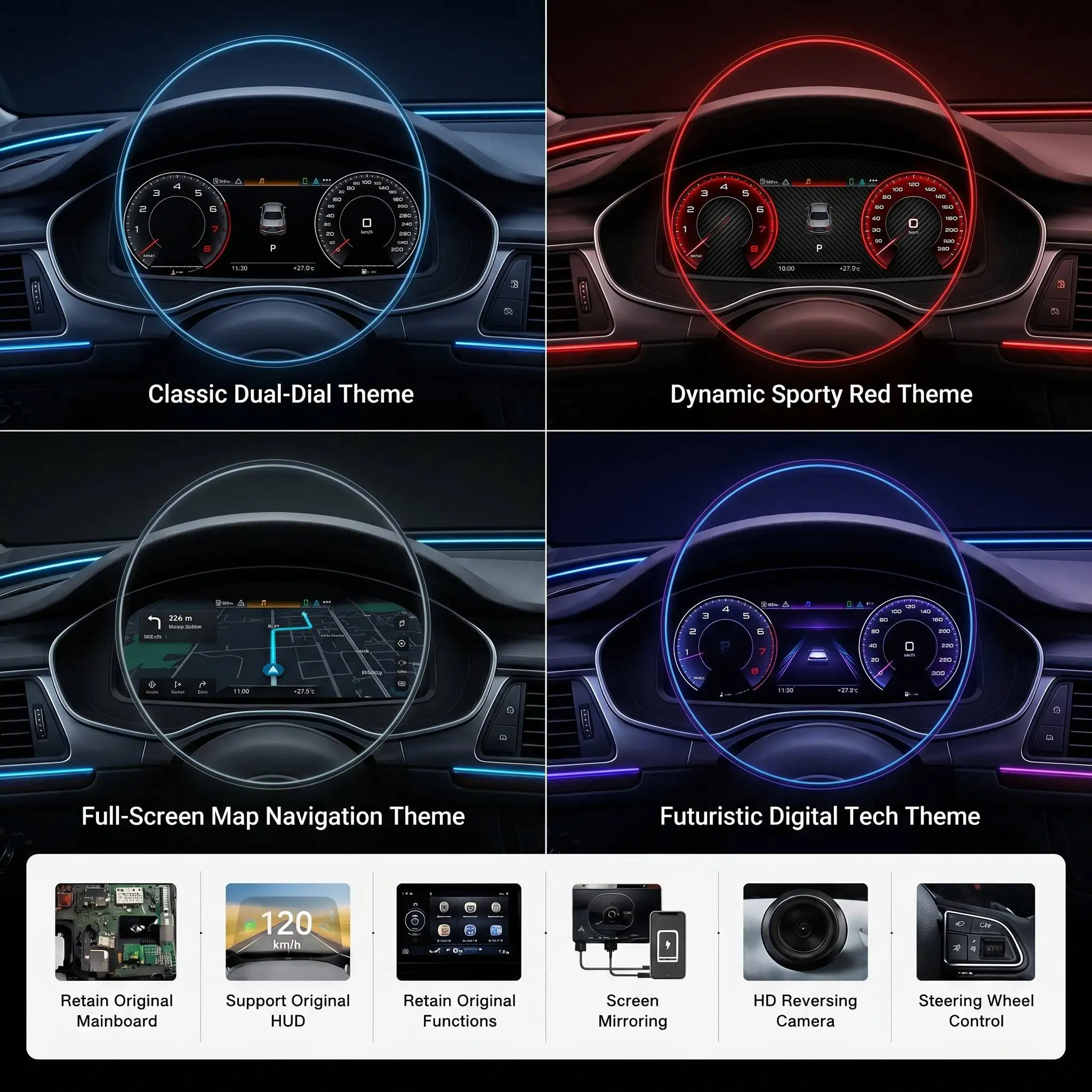 Para Audi A6 A7 C7, Panel de Instrumentos LCD, Tablero Digital, Cabina Virtual, Panel Digital Inteligente, Pantalla para Tablero de Auto 5