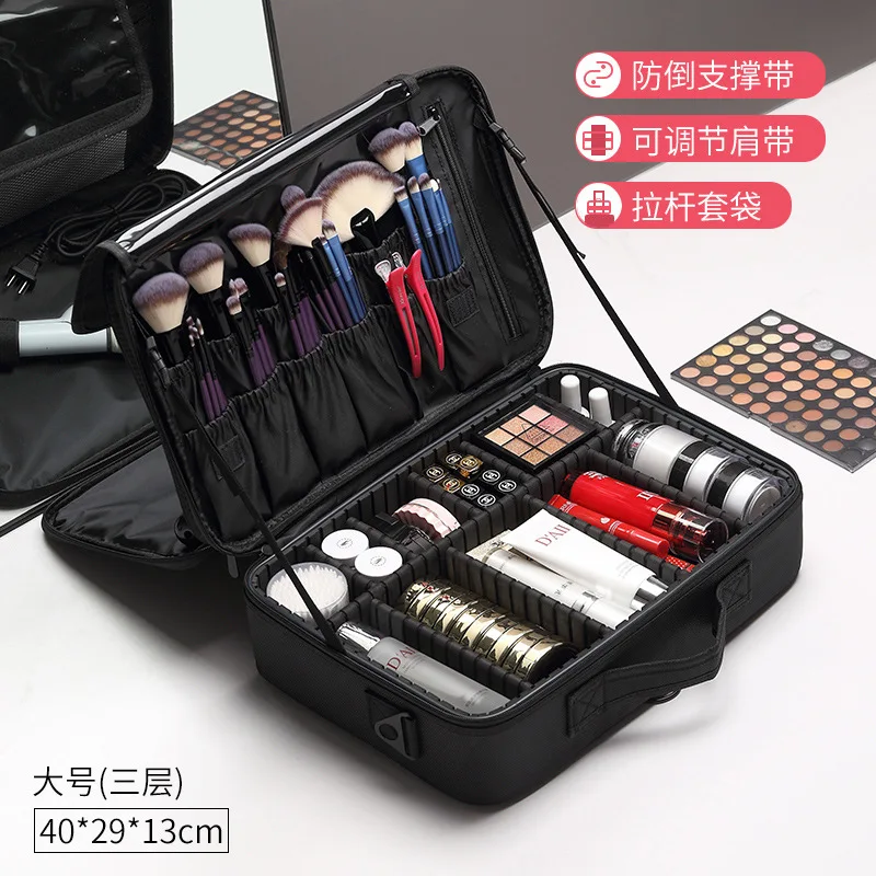 Organizador de cosméticos para mujer, estuche de viaje con divisores, caja  de almacenamiento de maquillaje portátil, elegante y de gran capacidad,  nueva actualización - AliExpress