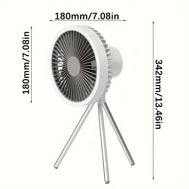 LED 조명이 달린 휴대용 삼각대 선풍기, 책상 선풍기, 천장 선풍기, 샹들리에, 야외 캠핑용, 10000mAh 배터리, 3 in 1