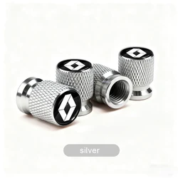 Premium Waterproof Car Tire Valve Caps - Set of 4 (Renault - Silver - 4pcs)
